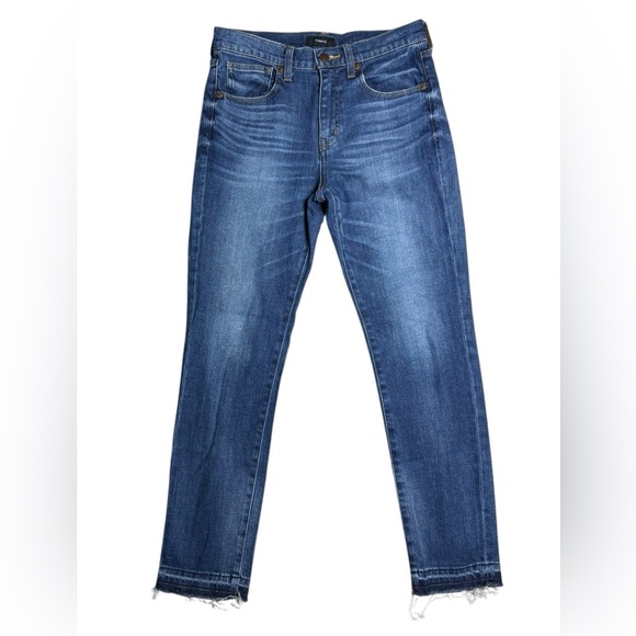 Theory Cropped Cigarette Jeans Size 25 Raw Hem Mid Rise Stretch Denim - Picture 2 of 6